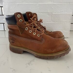 Vintage 90s Timberland Men's Tan Leather Boots 7”